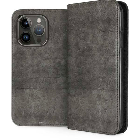 Dark Iron Grey Concrete iPhone 15 Pro Folio Case